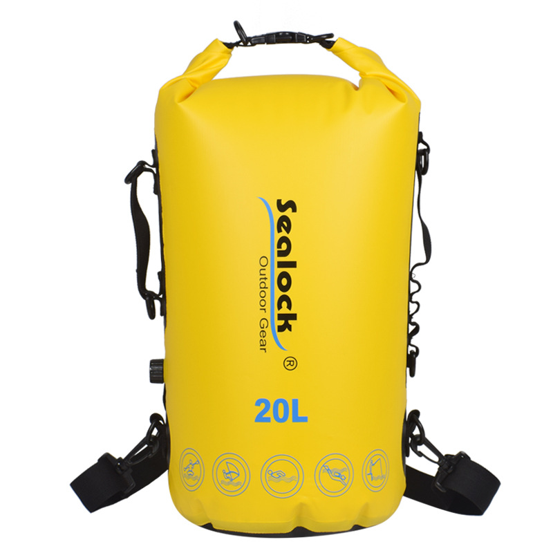 15L / 20L Roll-Top vanntett tørrpose med ryggsekkstropper (IPX7)