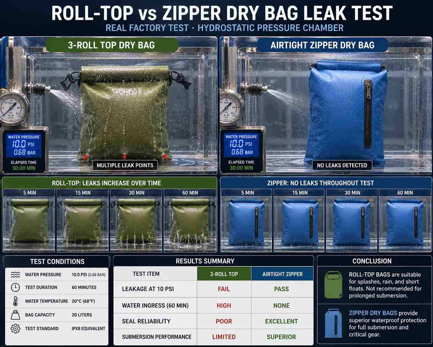Roll-Top vs Zipper Dry Bag: Den vanntette myten eksploderte