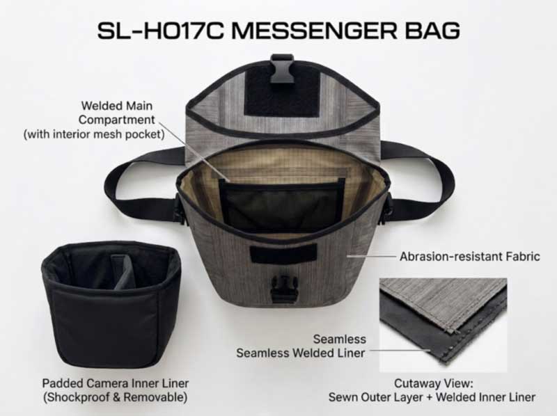 Vanntett Messenger Bag Produsent: Sveisede TPU-vesker for urbane og sykkelmerker